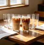 Stackable Clear Glasses - Set of 6, 21oz - For Water, Coffee, Tea, Smoothies - Gift Idea