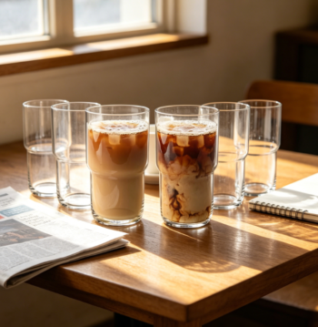 Stackable Clear Glasses - Set of 6, 21oz - For Water, Coffee, Tea, Smoothies - Gift Idea
